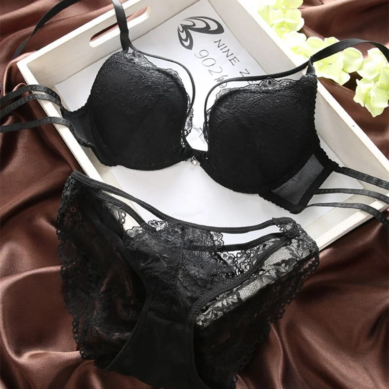 Women's Sexy Lingerie Underwear Lace Lace Bra Set Bra and Panty Set Seamless Back Closed Women's Underwear Underwear Set