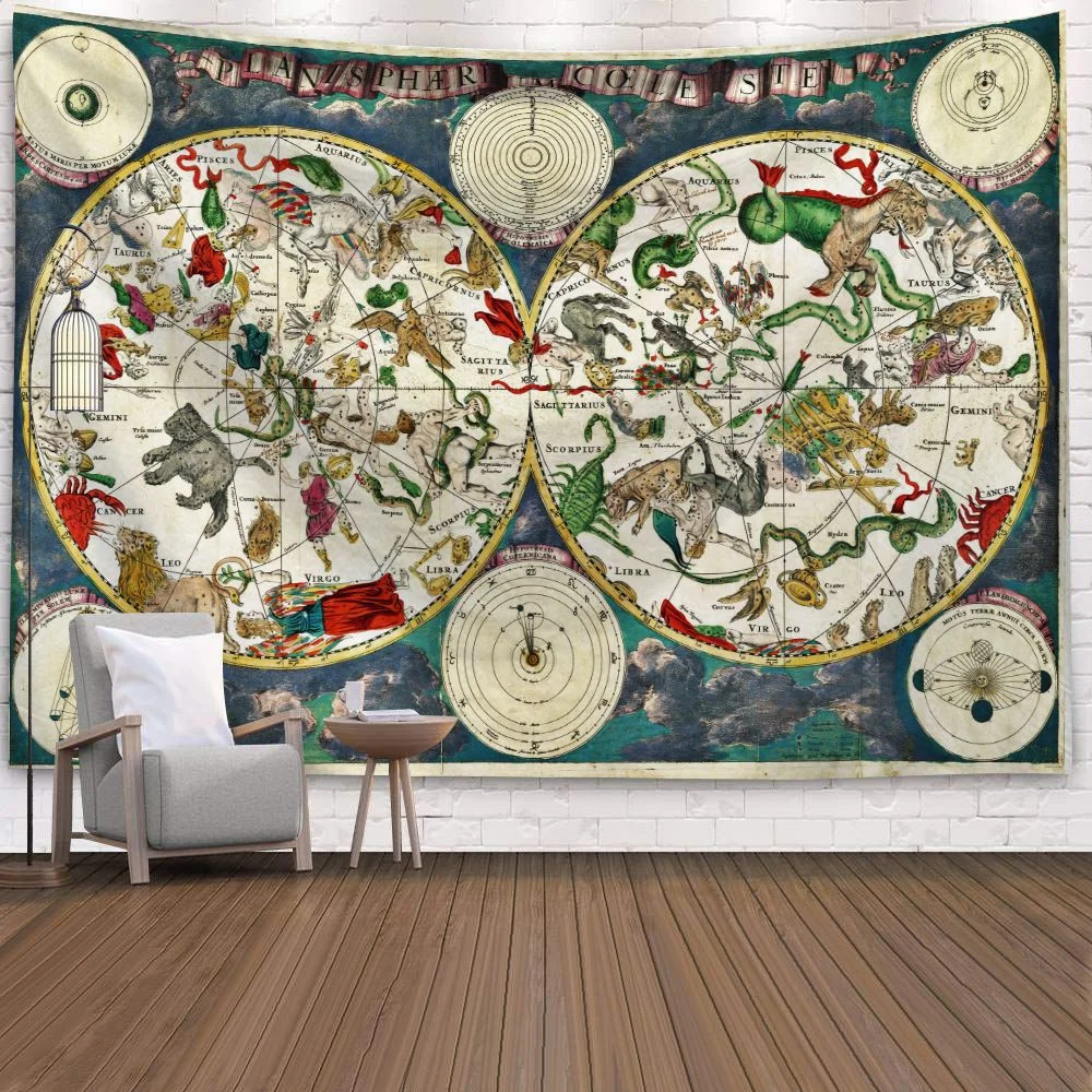 World Map 3D Print Polyester Geometric Wall Hanging Tapestry Decor Oil Painting Beach Towel Sleeping Pad Yoga Blanket Mat