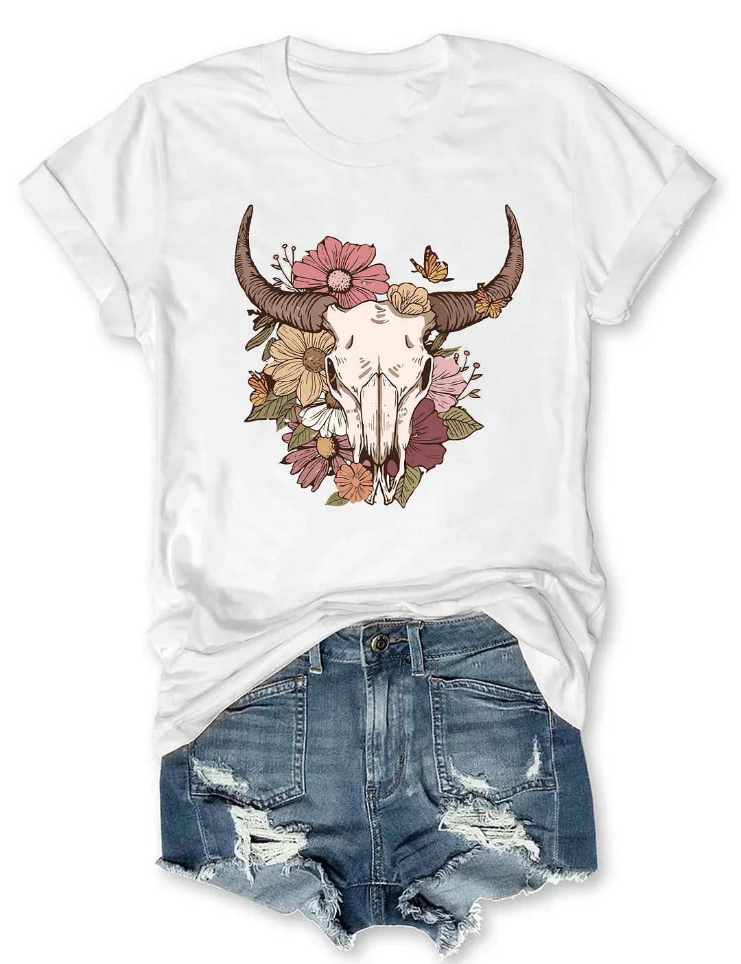 Boho Cow Skull T-shirt