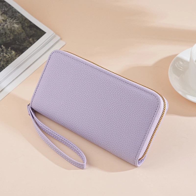 Women’s Solid Color Pu Leather Zipper Wallets