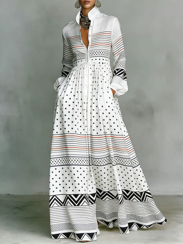 Women's Printed Elegant Romantic Vacation Medium Sleeve Maxi Dress