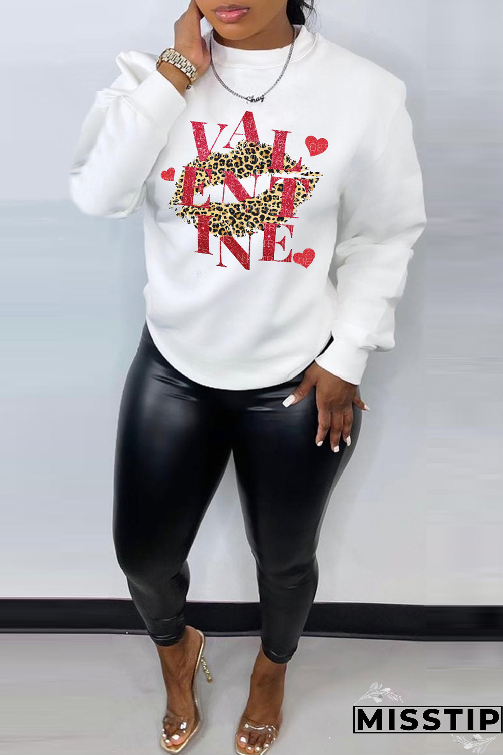 Black Street Print Letter Tops