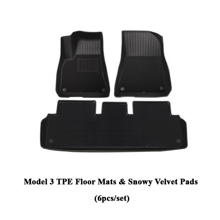 Tesla Model 3/Y TPE Floor Mats Premium All Weather Anti-Slip Waterproof Floor Liners - TESLASY