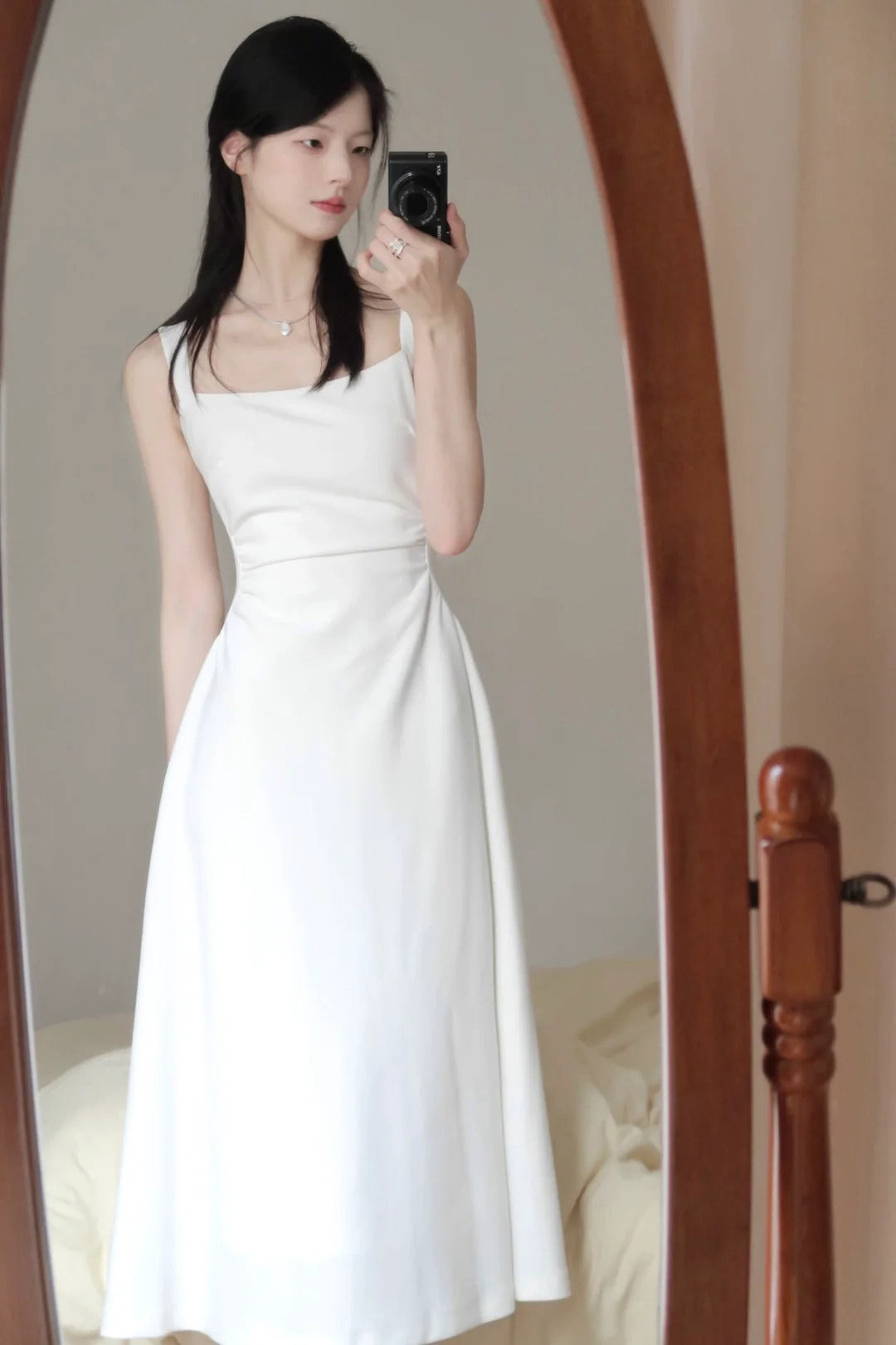 Aiertu Sexy A Line Square Neckline White Holiday Dresses Night Dress Birthday Outfits HOT1219 Aiertu