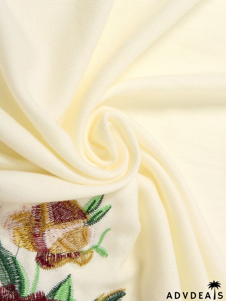 Flower Embroidered Scarf