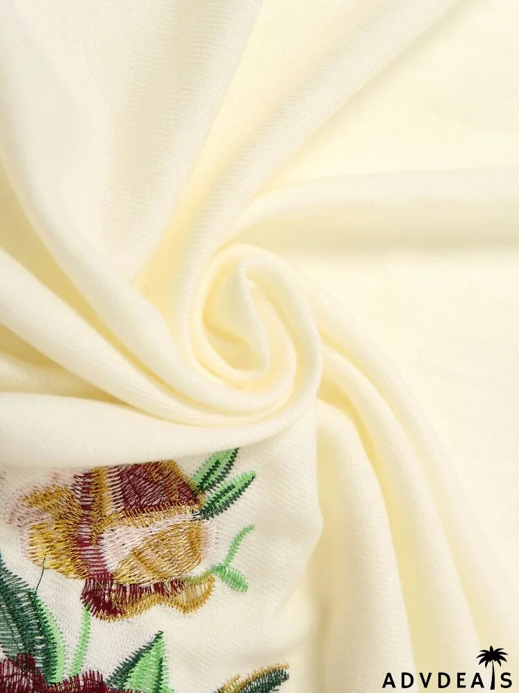 Flower Embroidered Scarf