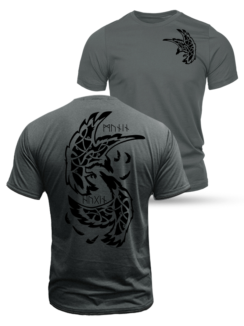 Viking Hugin & Munin Duplex Printing Cotton T-Shirt