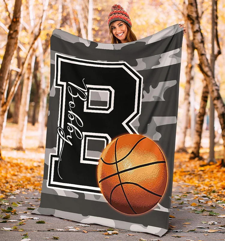Personalized Basketball Blanket, Basketball Boy Sherpa Fleece Blanket | BKKid720