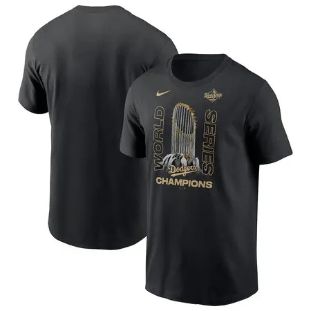 Men's Los Angeles Dodgers  Black 2025 World Series Champions Raise The Trophy T-Shirt