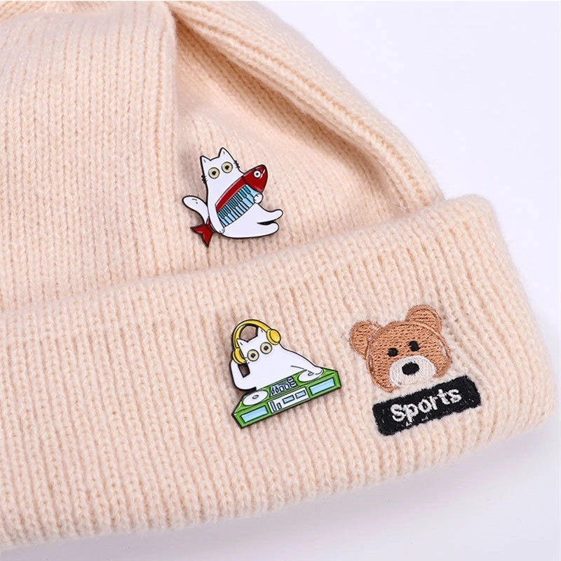 Cartoon Style Cute Pin Musical Instrument Cartoon Cat Alloy Stamping Stoving Varnish Plating Unisex Badge Brooches Collar Pin