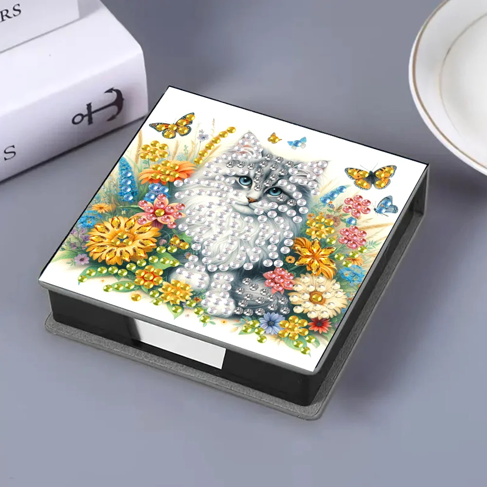 DIY Flower Cat Diamond Painting Memo Pad Holder Mosaic Kit for DIY Art Craft