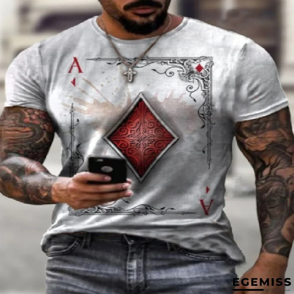 Trade Summer Men's Fashion Leisure Simple Poker Printed Round Neck Short Sleeve T-shirt | EGEMISS