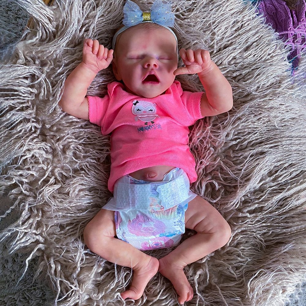 [New Series!]12"Cute Lifelike Handmade Eyes Closed Reborn Newborn Hand-painted Hair Baby Girl Mini Reborn Doll Named Sermasa