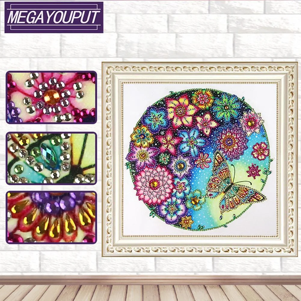 Diamond Painting - Special Shaped Drill - Colorful Butterfly(30*30cm)