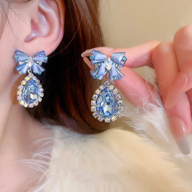 Crystal Bow Drop Earrings KERENTILA