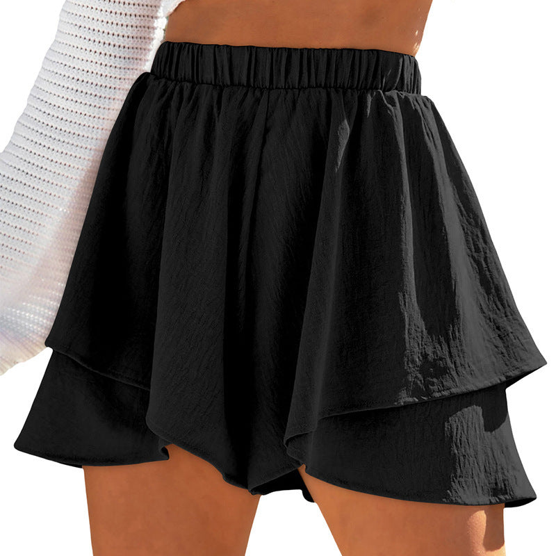 Summer Casual Shorts Women Clothing Solid Color High Waist Slimming All Matching Three Point Pantskirt