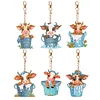 6PCS Kühe in Milchfässern doppelseitig - 5d DIY Craft Schlüsselanhänger
