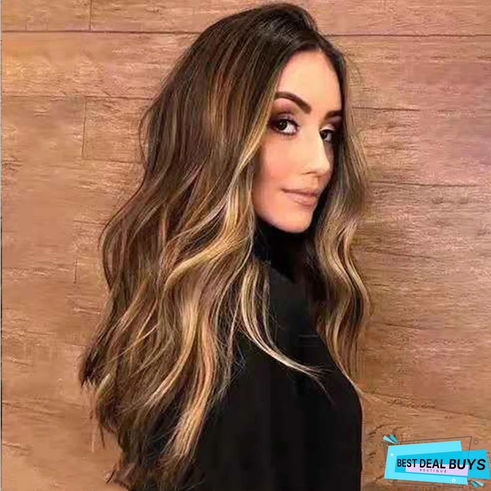 Wavy Curly Hair Women's Wig Headgear Brown Long Curly Hair Headgear