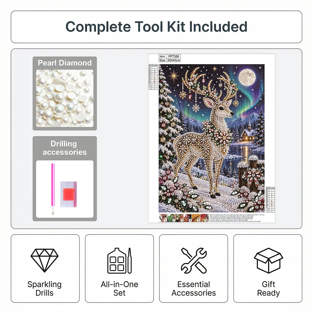 Pearl Painting Kit for Adults Christmas Deer Wall Art 11.81x15.75in