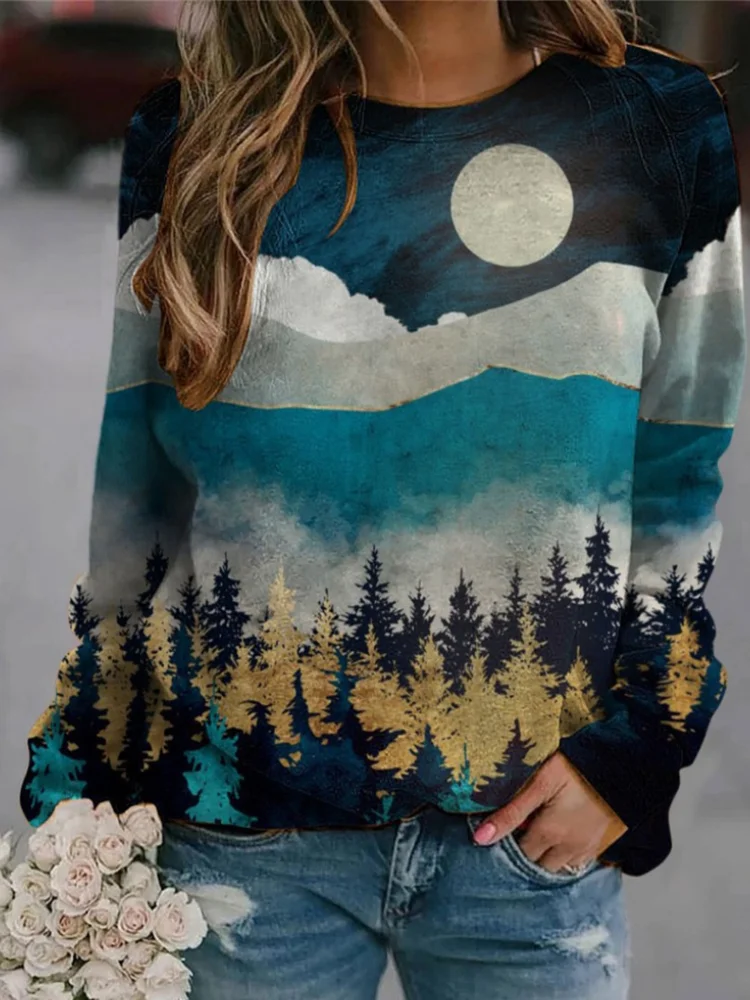 Night Landscape Art Graphic Sweatshirt