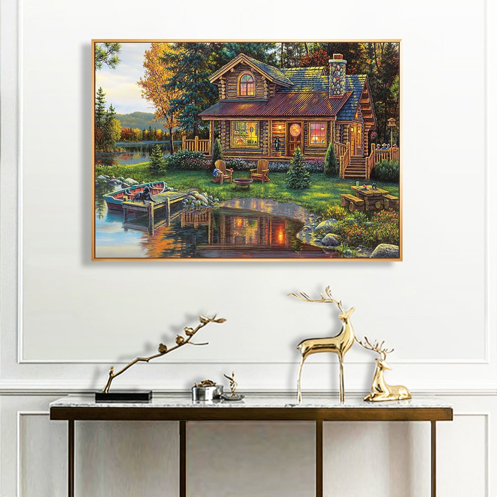 DIY Painting By Numbers Kit - Lake House (50*40cm)