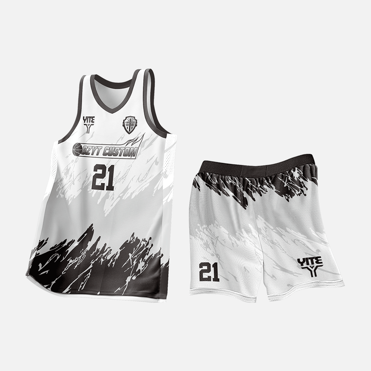 YITE | XL25-020- White And Black Basketball Uniforms