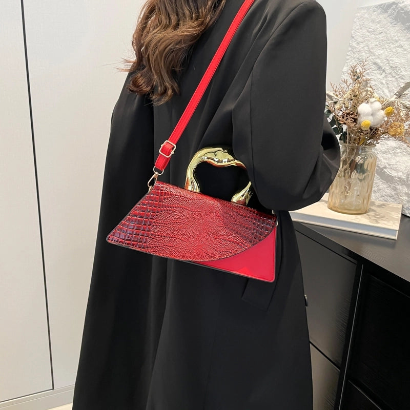 Crocodile Pattern Bag Women’s Handbag Personalized Pu Shoulder Messenger Bag