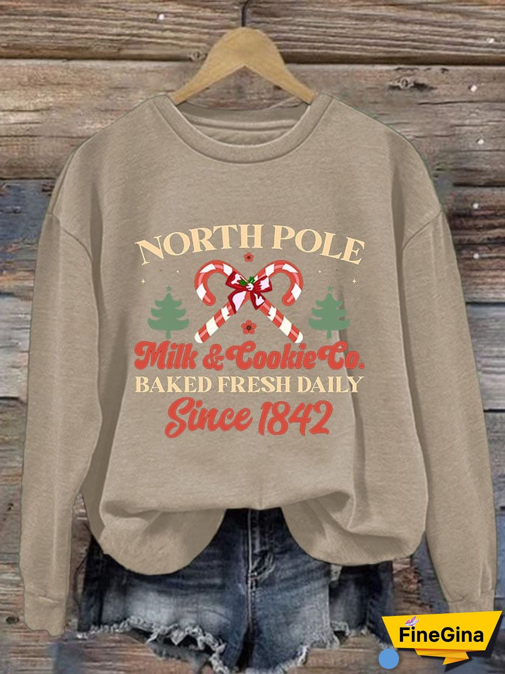 Women's North Pole Milk & Cookie Co Baked Fresh Daily Since 1842 Print Sweatshirt