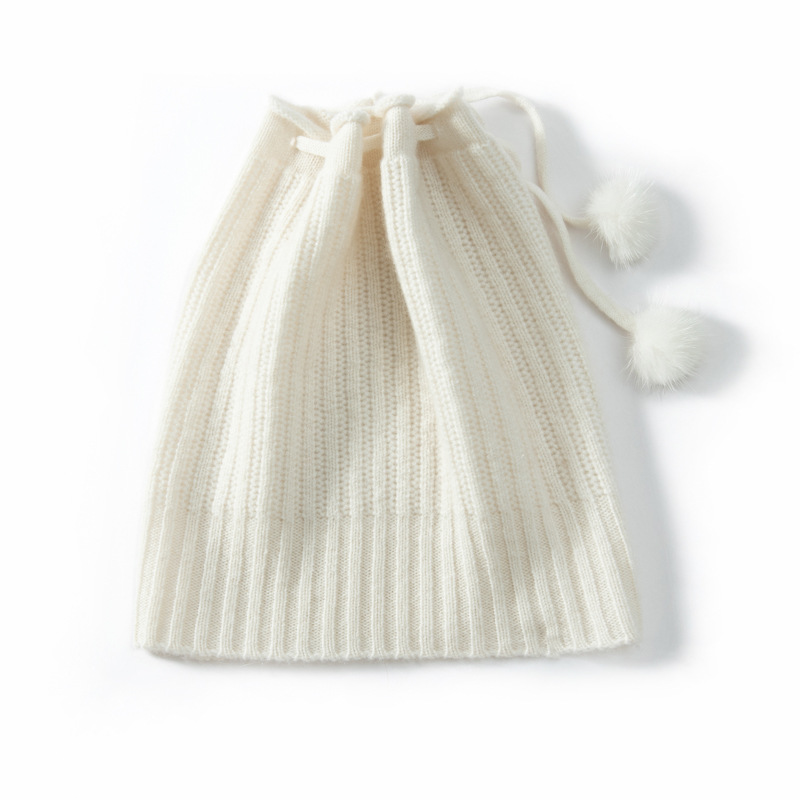 100% Cashmere Beanie with Pom Pom Ponytail Hat REAL SILK LIFE