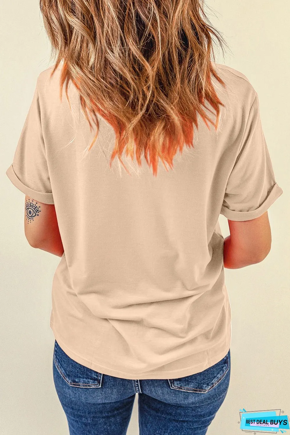 Bow Graphic Round Neck Short Sleeve T-Shirt