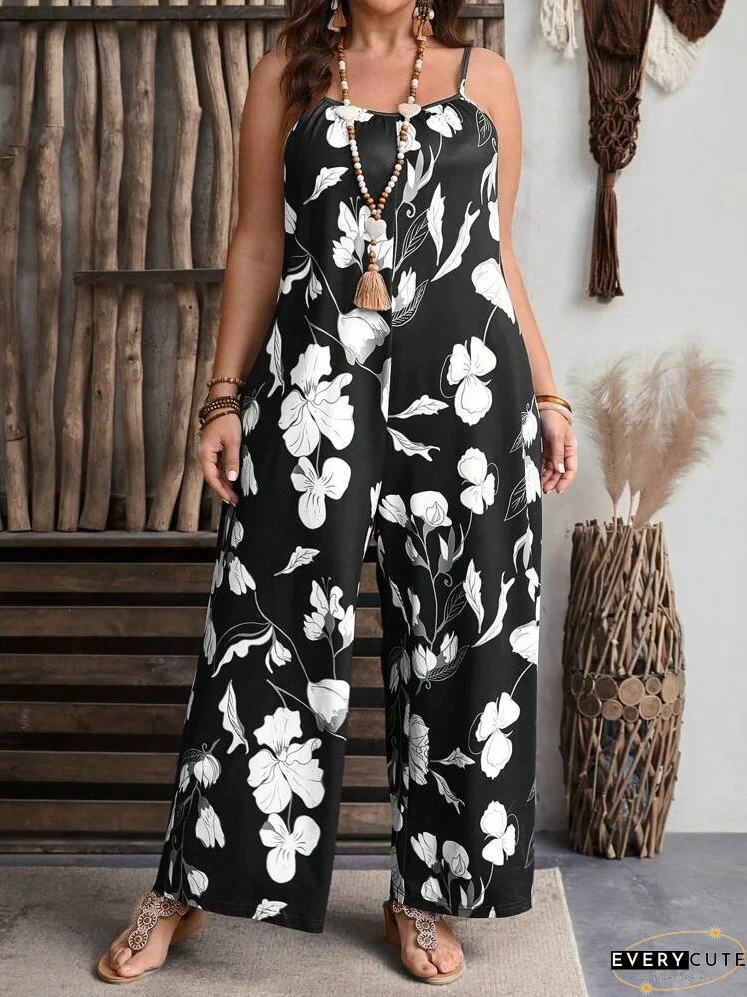Plus Floral Print Cami Wide Leg Jumpsuit
