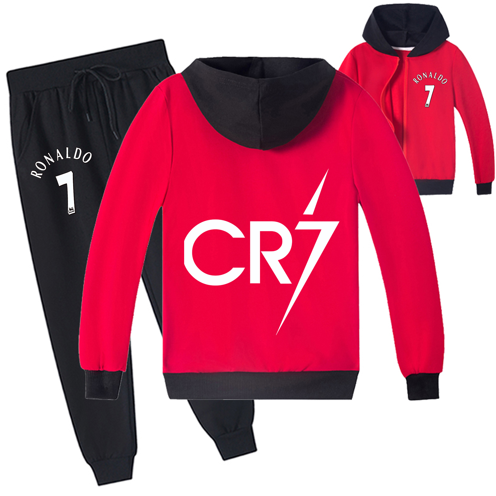 Mayoulove Kids Cristiano Ronaldo Zip-Up Hoodie  Jogger Set - Stylish Sportswear for Boys  Girls-Mayoulove