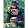 Diamond Painting -DIY Round Drill Newspaper-reading Chimpanzees