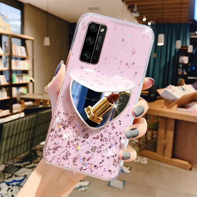 Heart Mirror Sequins Glitter Phone Case For Huawei Y6P Y5P Y7P Y8S Y7A 2020 Y9 Y7 Y6 Y5 Prime 2019 Soft Silicone Cover