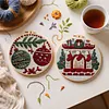 Christmas 11CT DIY Embroidery Needlepoint 25x25cm Holiday Craft Starter Set with Hoop and Scissors
