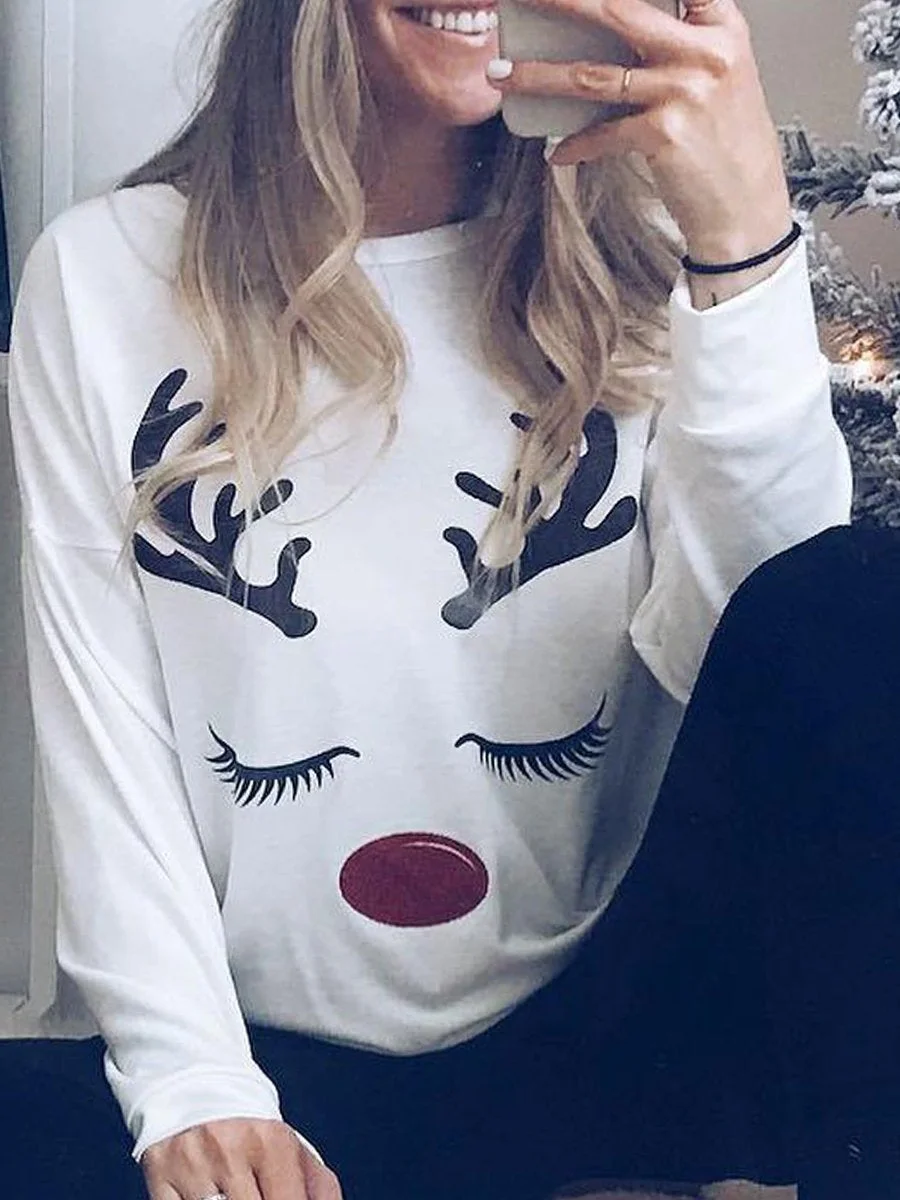 Elk Printed Nightwear Home T-shirt