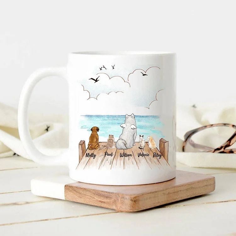 Personalized custom dog & cat coffee mug - Wooden Dock - 2283-Annaletters