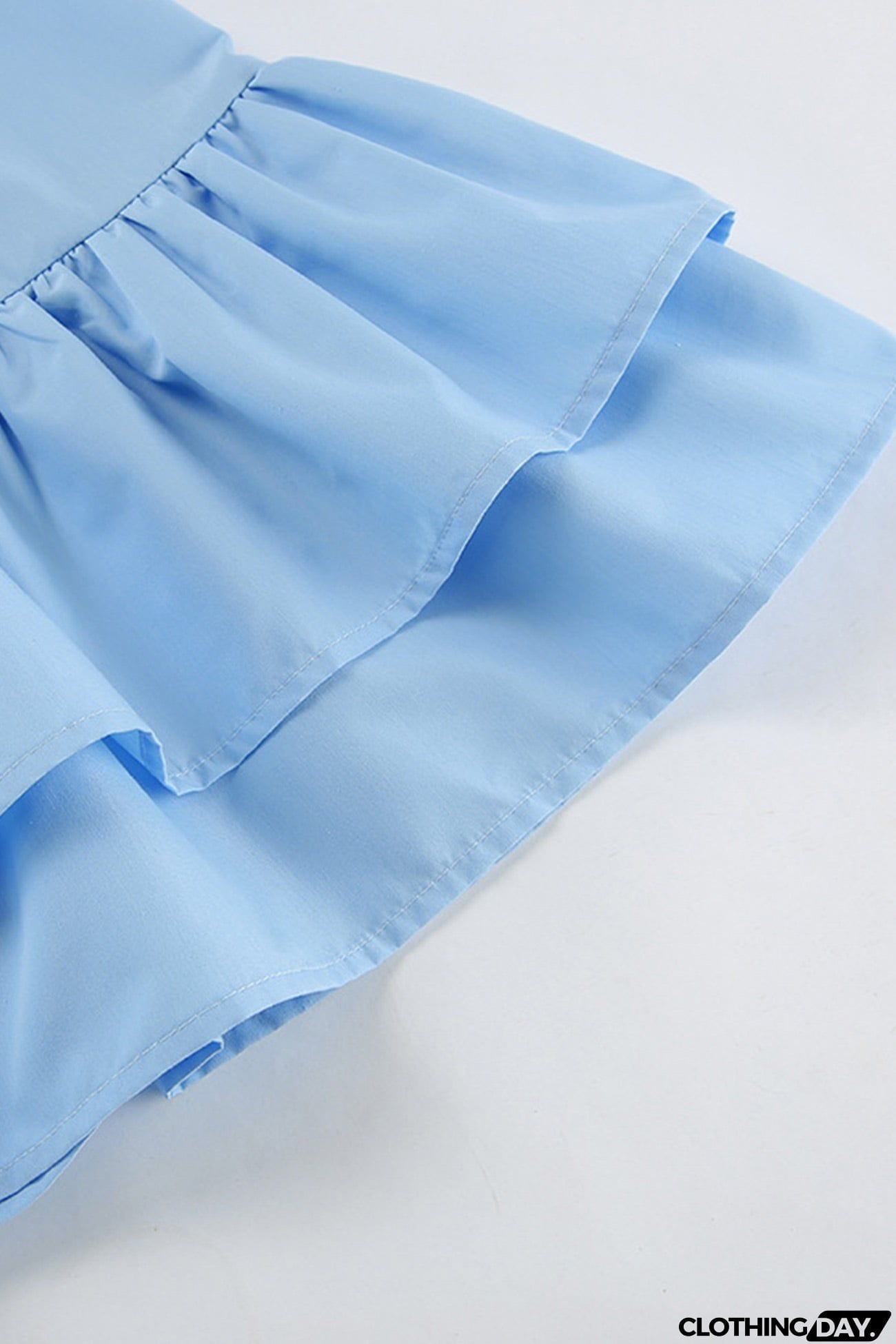 Puff Sleeve Single-breasted Ruffle Dress