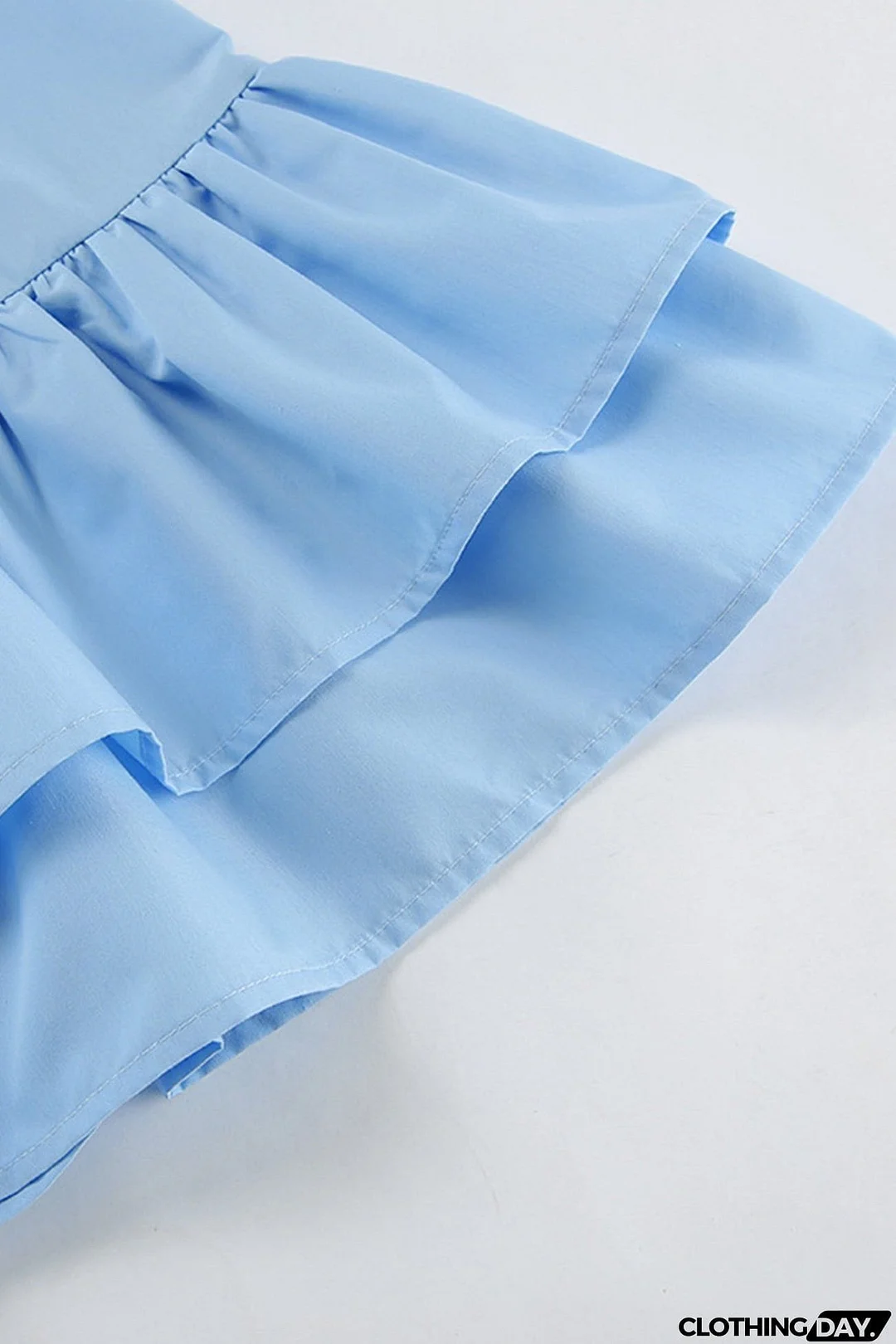 Puff Sleeve Single-breasted Ruffle Dress