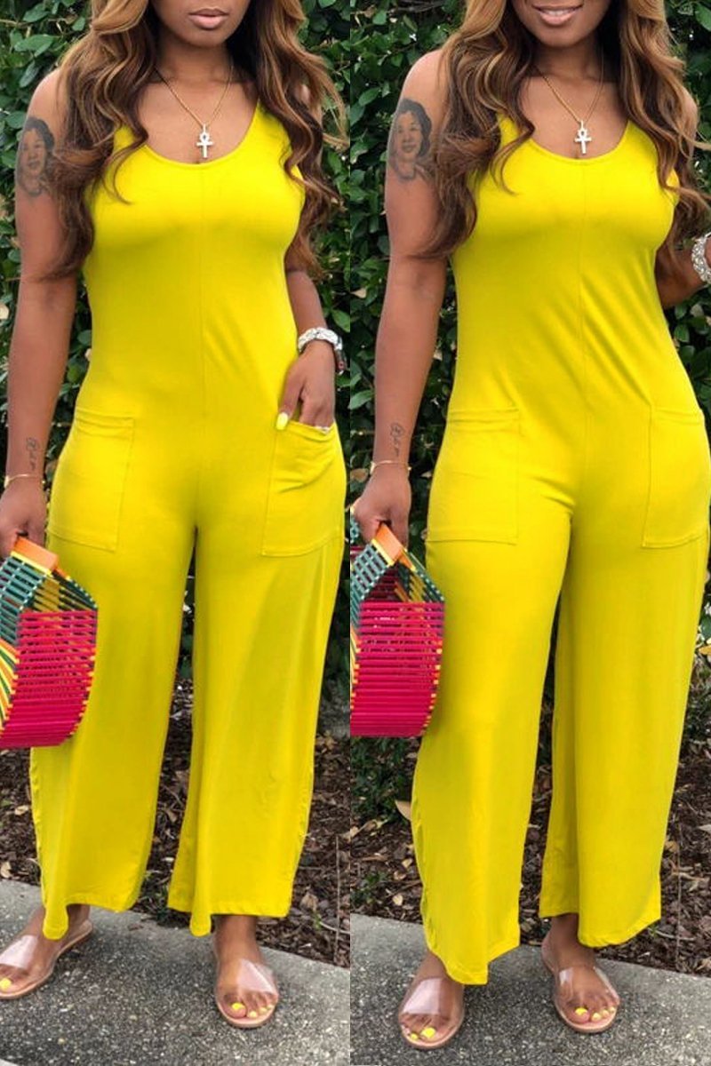 Scoop Neck Sleeveless Solid Plus Size Rompers