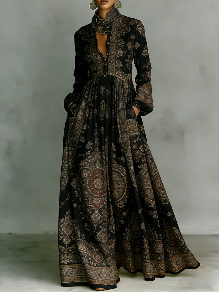 Women's Printed Elegant Romantic Vacation Medium Sleeve Maxi Dress