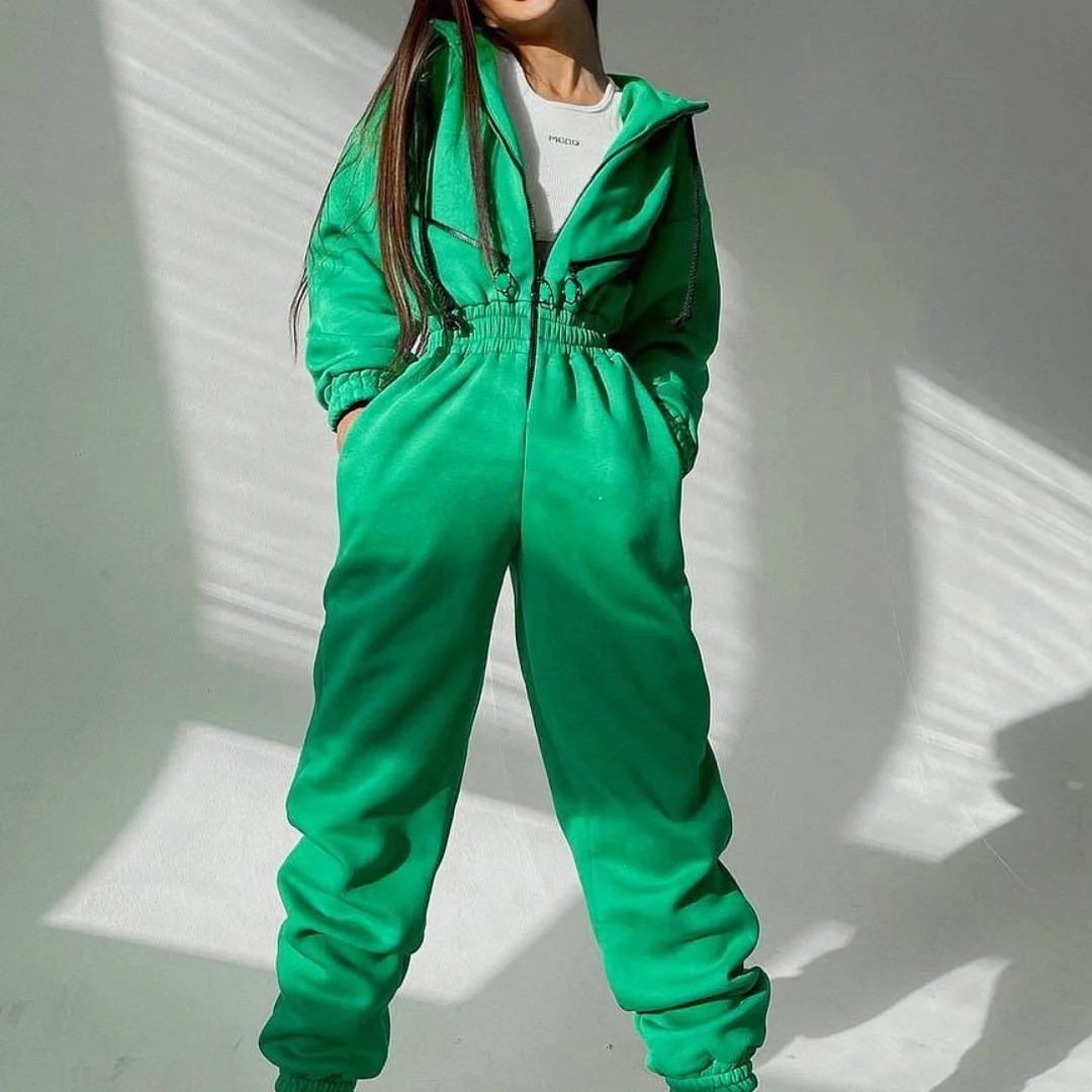 Women's Athletic Hooded Jumpsuit