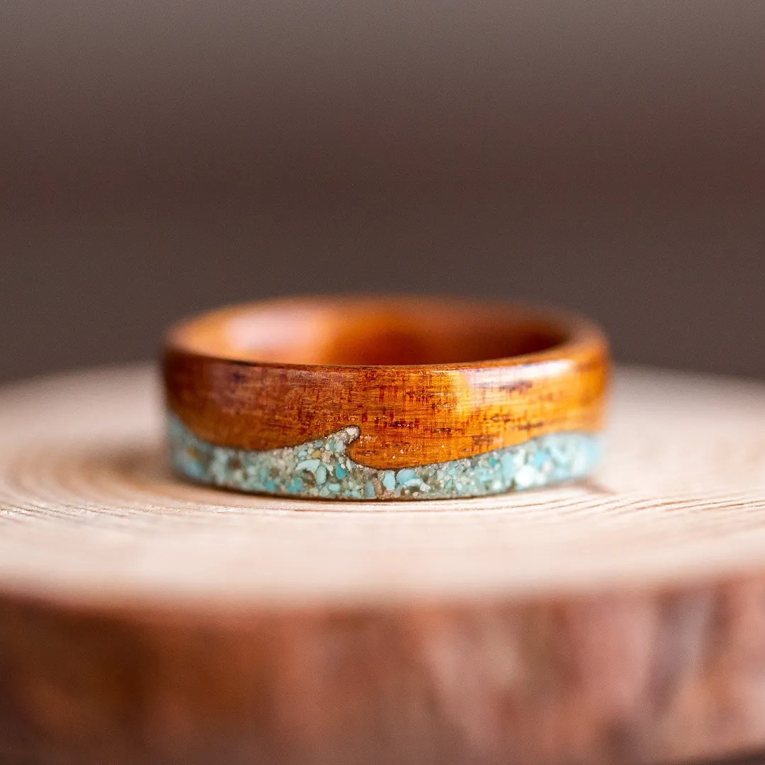 Koa & Turquoise Waves 8mm