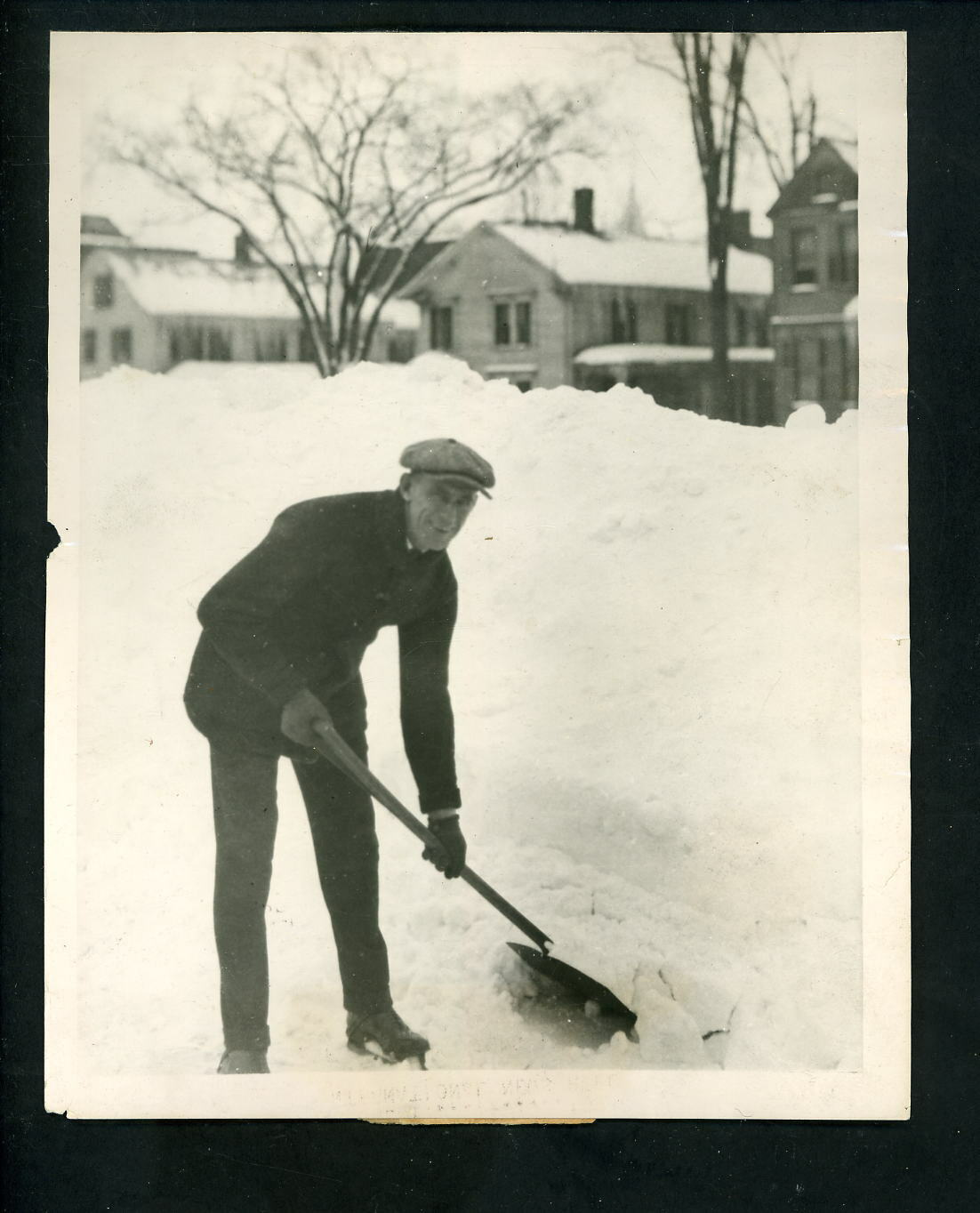 Shano Collins shoveling snow circa 1920's Type 1 Press Photo Poster painting Boston Red Sox