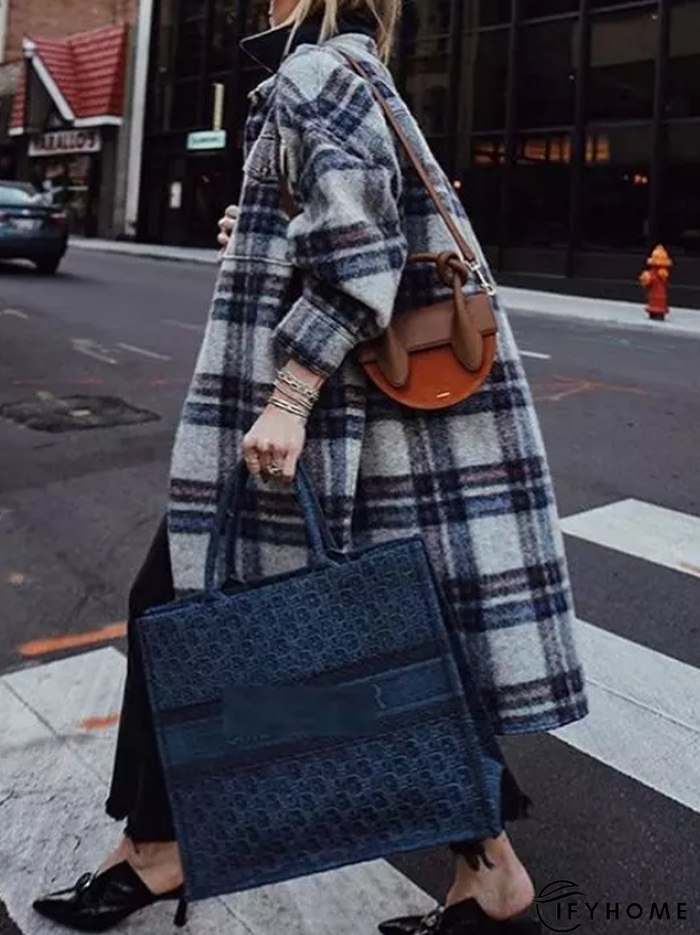 Vintage Long Sleeve Checkered/plaid Fleece Coat | IFYHOME