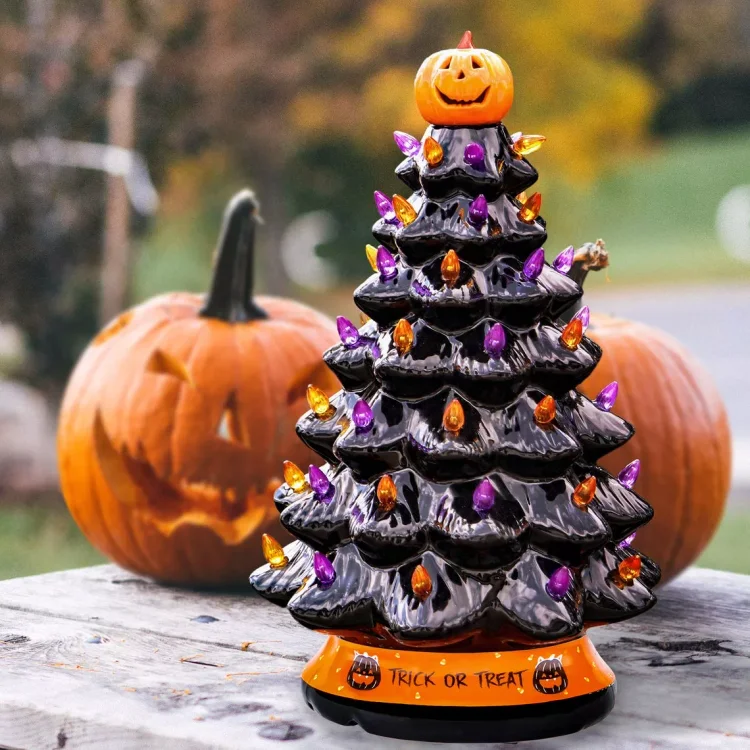 Halloween Colored lights Christmas Tree-Handcrafted and Hand Painted - Appledas
