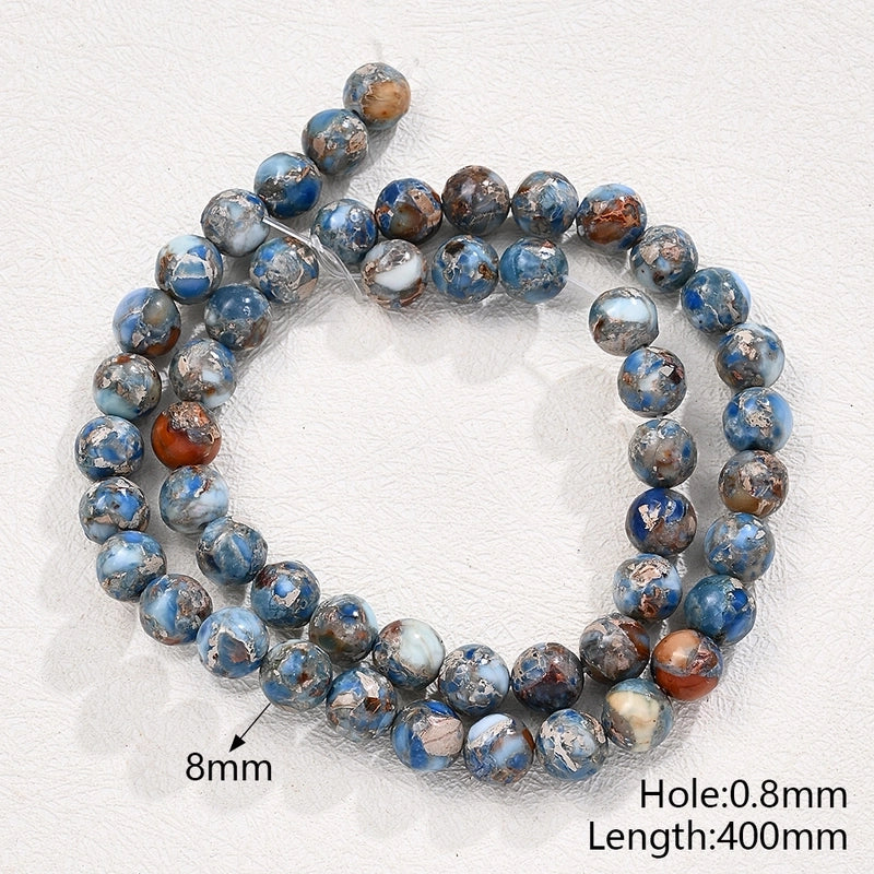 1 Strand/Package 8mm Hole Under 1mm Natural Stone Imperial Jasper Marble Simple Polished Beads