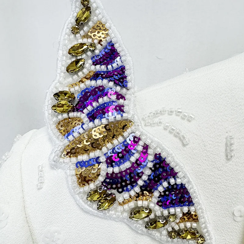 Nigikala Nigikala New Star Fashion Heavy Industry Three-Dimensional Butterfly Nails With Diamond Suit Trousers Set Two Sets