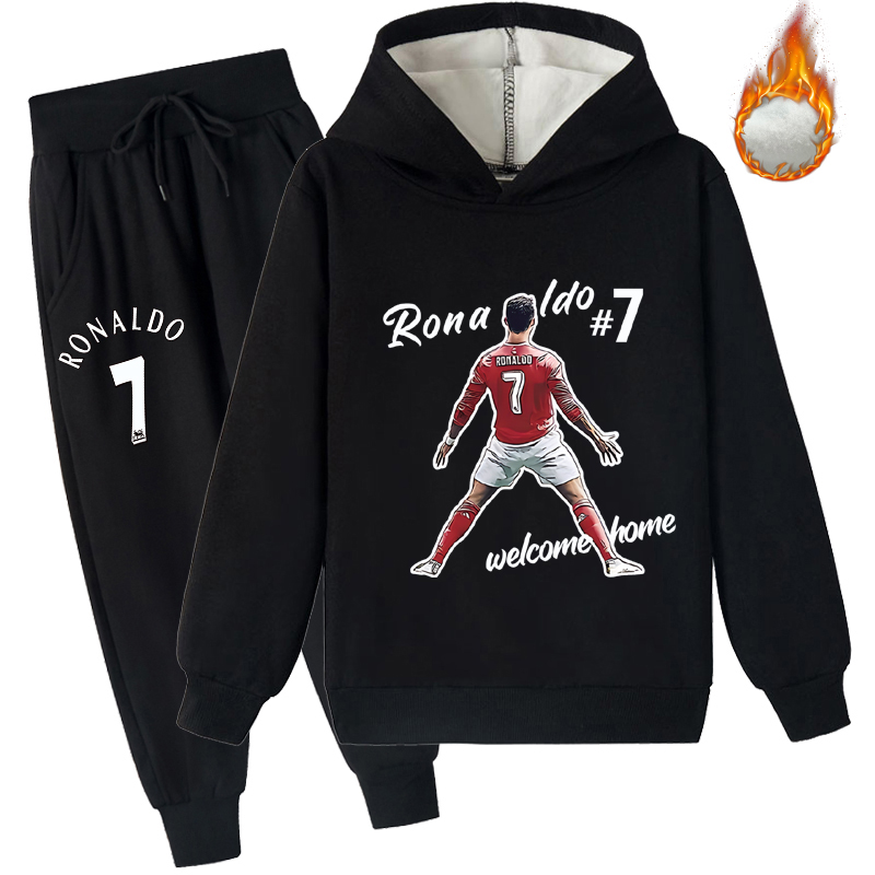 Mayoulove Cristiano Ronaldo Fleece Sweatshirt Set for Kids - Unisex Boys  Girls, Trendy Sportswear, Cool Athletic Gear-Mayoulove