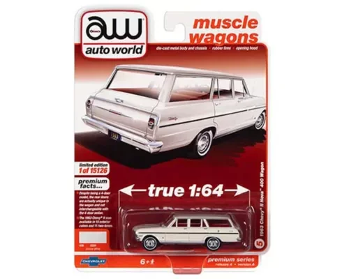 Dronehint Auto World 1:64 1963 Chevy II Nova Station Wagon Diecast Model Car AWSP083A-4H Toy